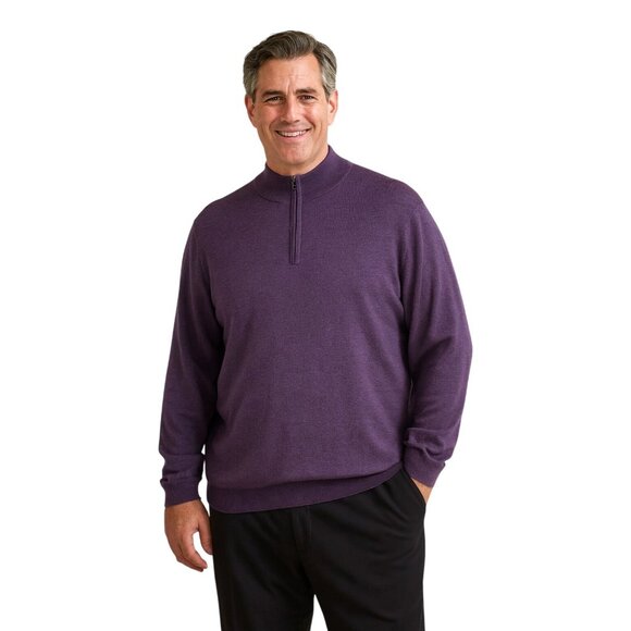 Jos. A. Bank Traveler Men's Purple Merino Wool Half-Zip Sweater XXL - Picture 1 of 10